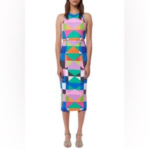 Mara Hoffman Ponte Cut Out Midi Dress Diamonds Print